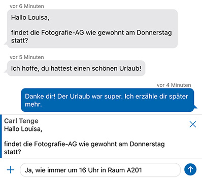 Screenshot vom Messenger-Verlauf